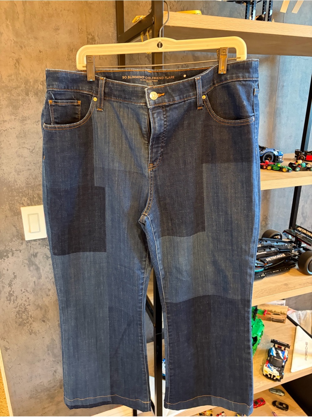Chico's Dark Blue Patchwork Bootcut Jeans
